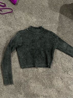 Urban Outfitters Charcoal Grey Black Ribbed Mock Neck Sweater